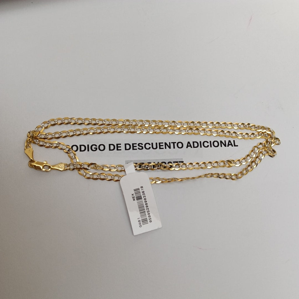 CADENAS BARBADA DIAMANTADA ORO 14K 60 CM 9.5 GR (NUEVO)