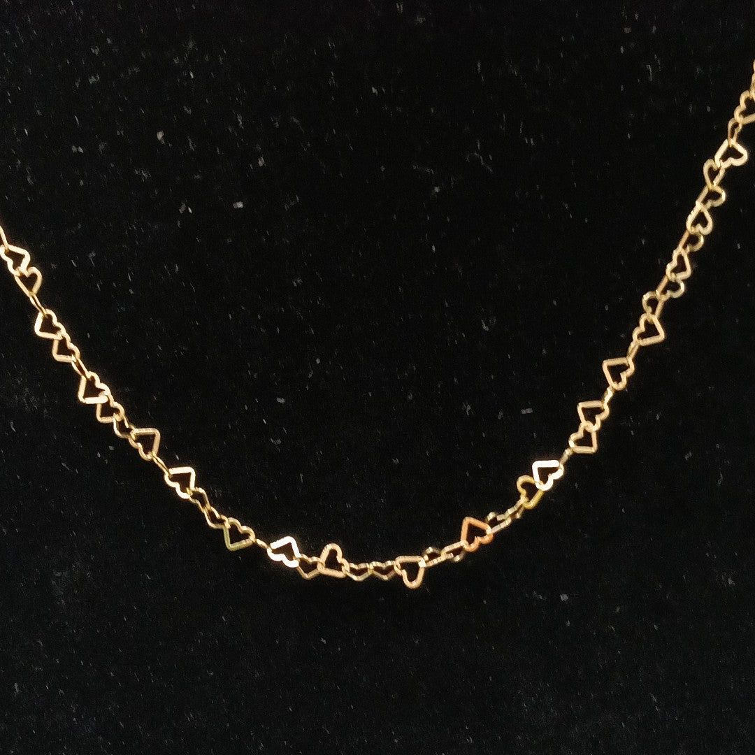 CADENAS TEJIDO CORAZONES ORO 10K 50 CM 2.5 GR (NUEVO)