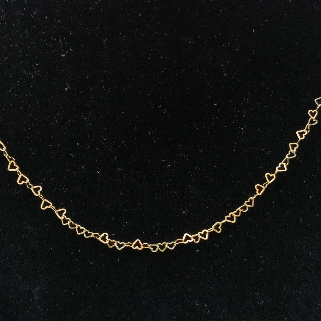 CADENAS TEJIDO CORAZONES ORO 10K 50 CM 2.5 GR (NUEVO)