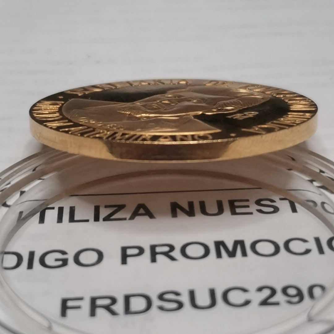 K1 41.9 GRMS 21 K IDENTIFICACIÓN MEDALLA CONMEMORATIVA MATERIALES ORO (SEMINUEVO)