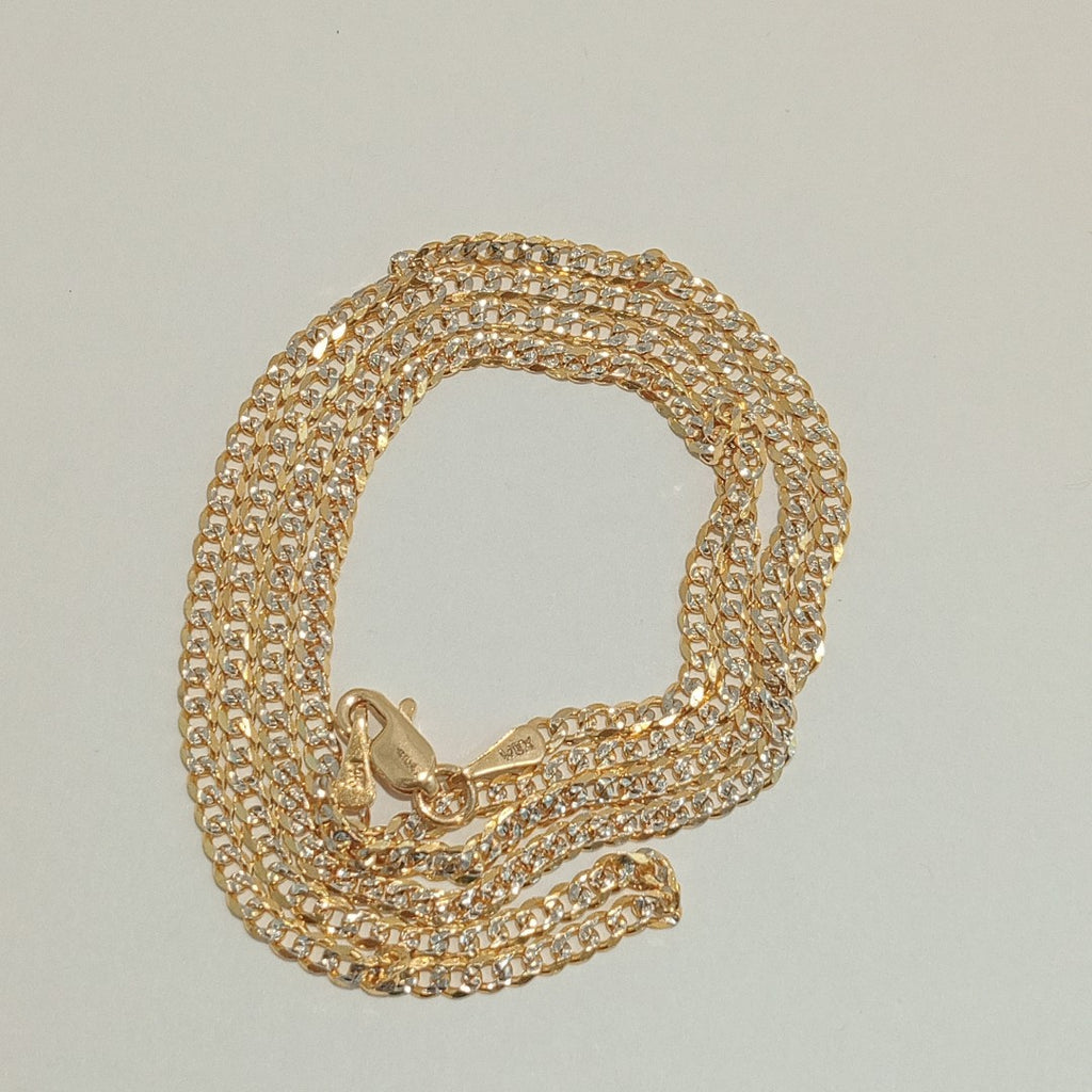 CADENAS BARBADA DIAMANTADA ORO 14K 55 CM 5.8 GR (NUEVO)