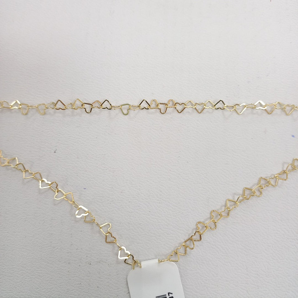 CADENAS TEJIDO CORAZONES ORO 10K 50 CM 2.4 GR (NUEVO)