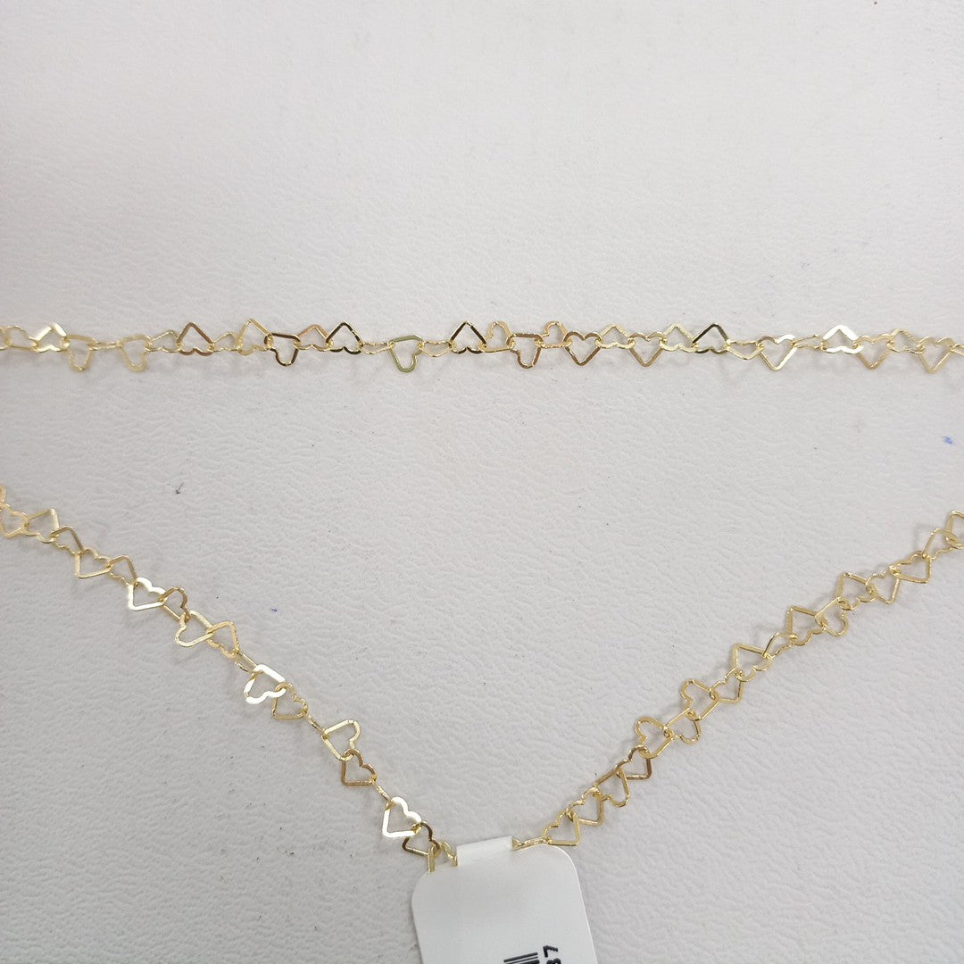 CADENAS TEJIDO CORAZONES ORO 10K 50 CM 2.4 GR (NUEVO)