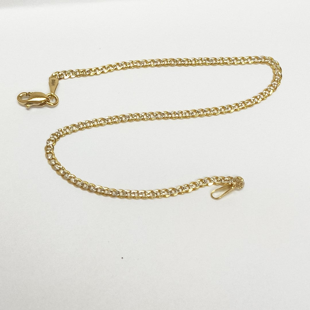 PULSERAS BARBADA DIAMANTADA ORO 14K 18 CM 2.4 GR (NUEVO)