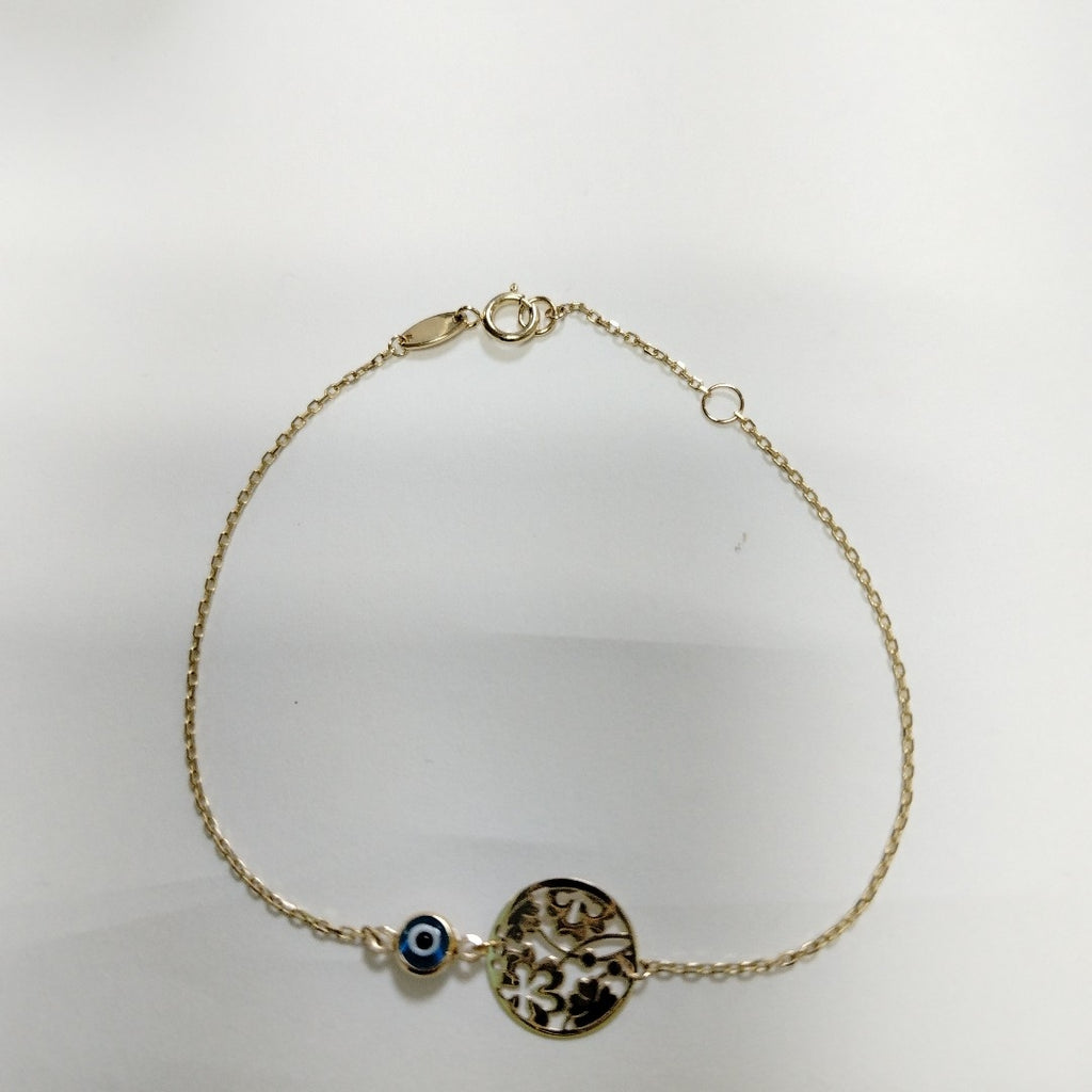 PULSERAS TEJIDO ESPECIAL C/DIJE ORO 10K 18 CM 0.8 GR (NUEVO)