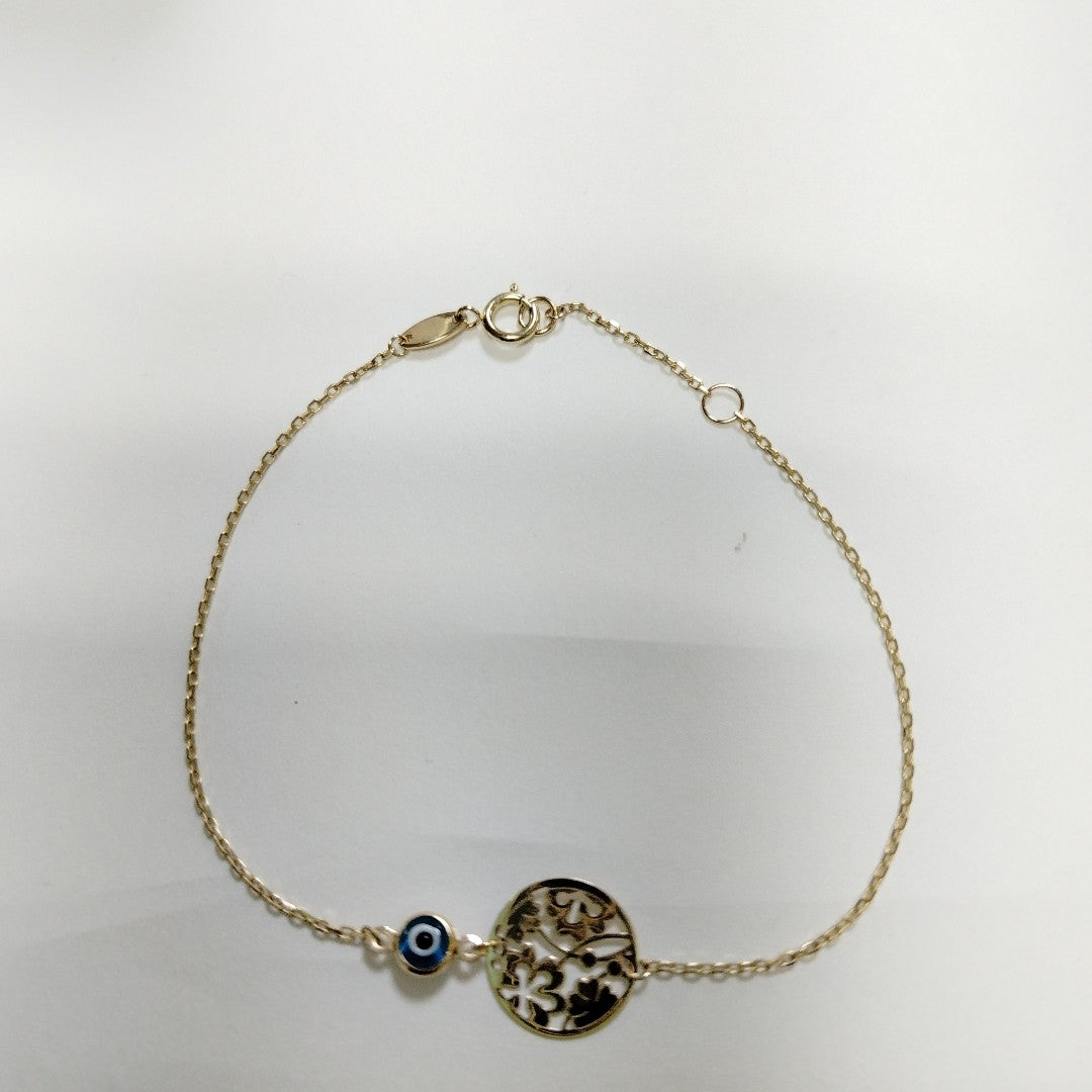 PULSERAS TEJIDO ESPECIAL C/DIJE ORO 10K 18 CM 0.8 GR (NUEVO)