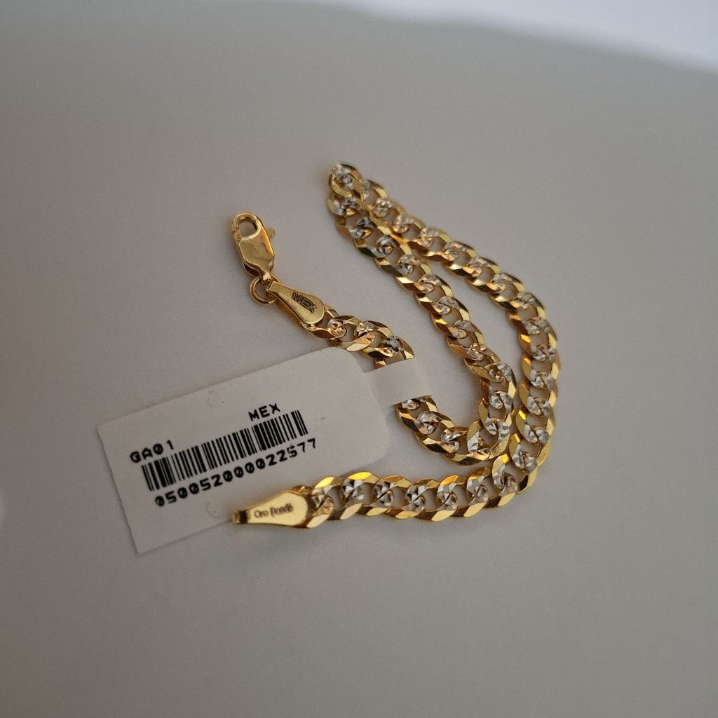 PULSERAS TEJIDO BARBADA DIAMANTADA ORO 14K 18 CM 6.8 GR (NUEVO)
