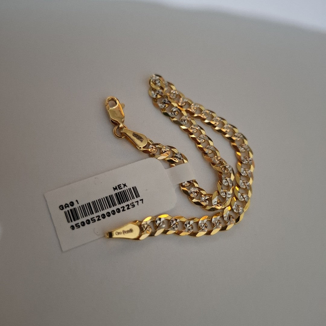 PULSERAS TEJIDO BARBADA DIAMANTADA ORO 14K 18 CM 6.8 GR (NUEVO)