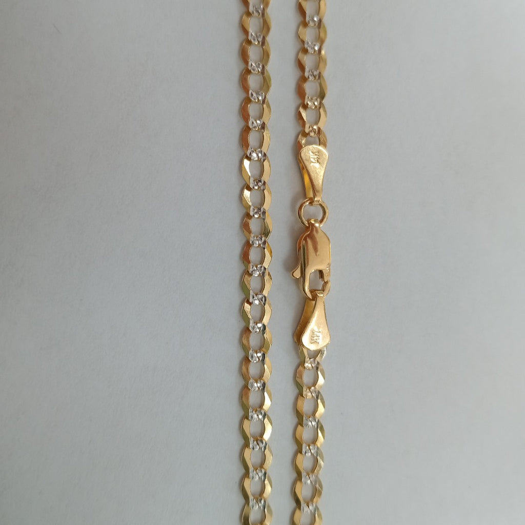 CADENAS BARBADA DIAMANTADA ORO 14K 60 CM 9.5 GR (NUEVO)