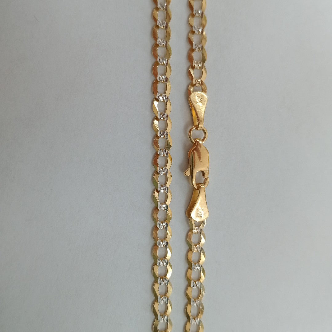 CADENAS BARBADA DIAMANTADA ORO 14K 60 CM 9.5 GR (NUEVO)