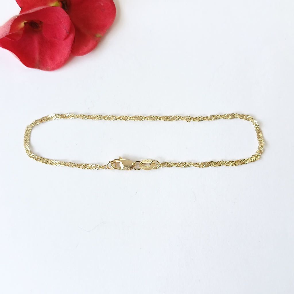 PULSERAS TEJIDO MEDIO TZL ORO 14K 18 CM 1.3 GR (NUEVO)