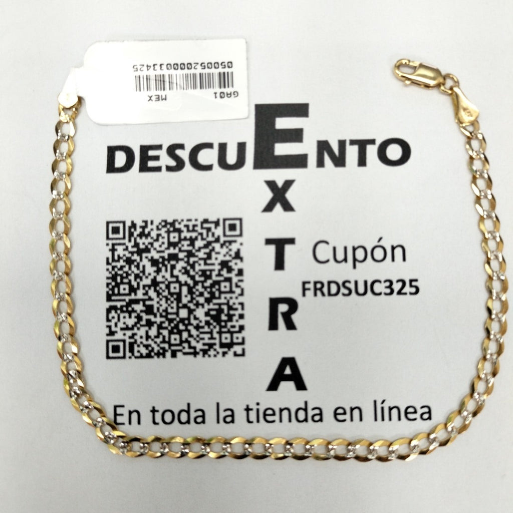 PULSERAS BARBADA DIAMANTADA ORO 14K 21 CM 3.6 GR (NUEVO)