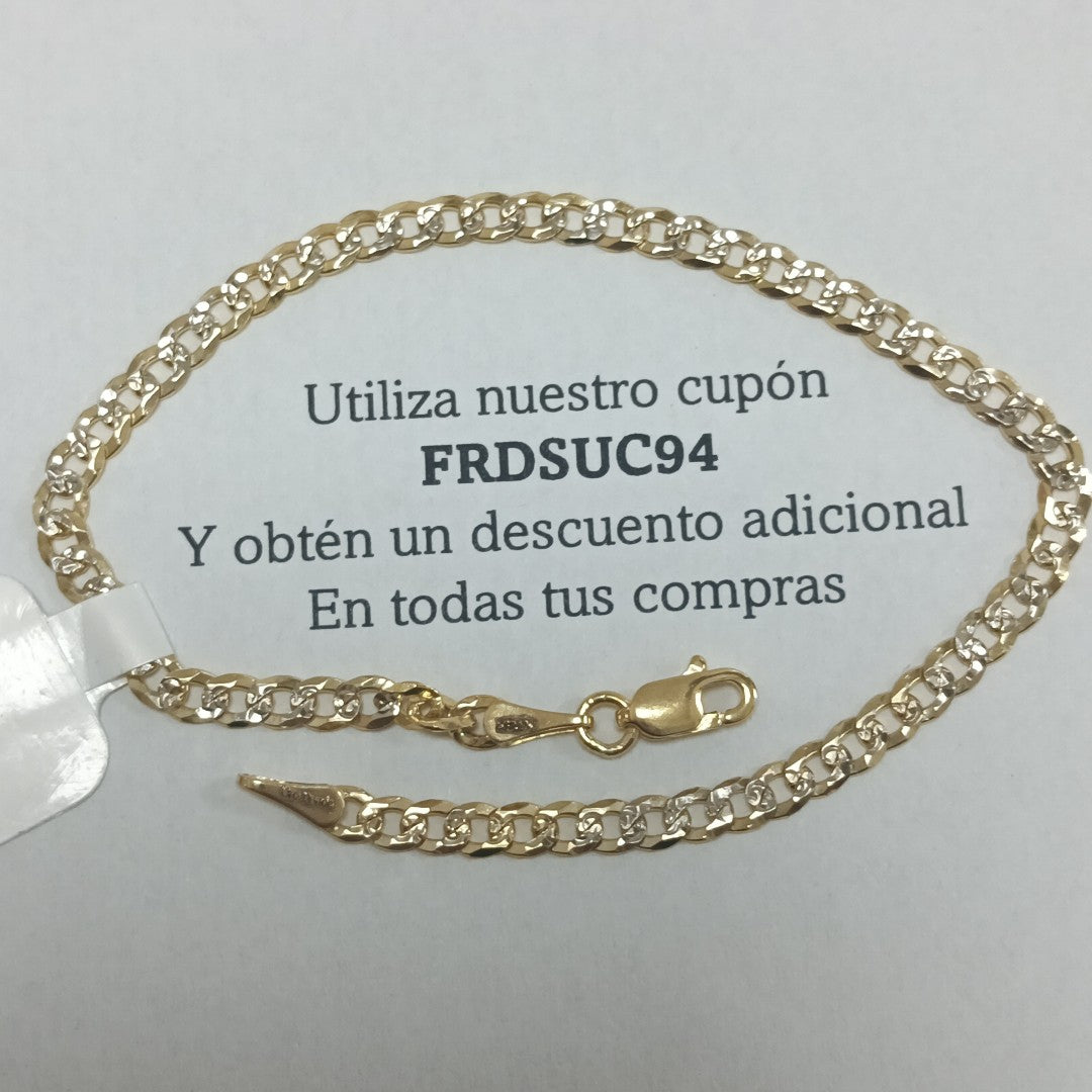 PULSERAS TEJIDO BARBADA DIAMANTADA ORO 14K 18 CM 3.1 GR (NUEVO)