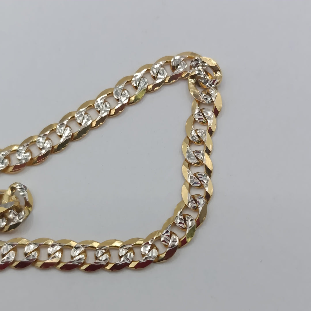 PULSERAS TEJIDO BARBADA DIAMANTADA ORO 14K 21 CM 5 GR (NUEVO)