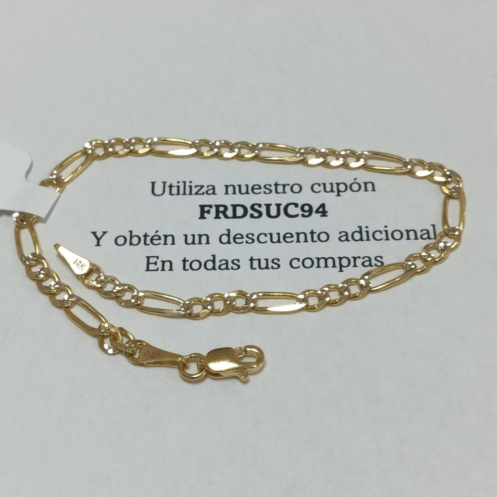 PULSERAS 3X1 DIAMANTADA ORO 14K 18 CM 3 GR (NUEVO)