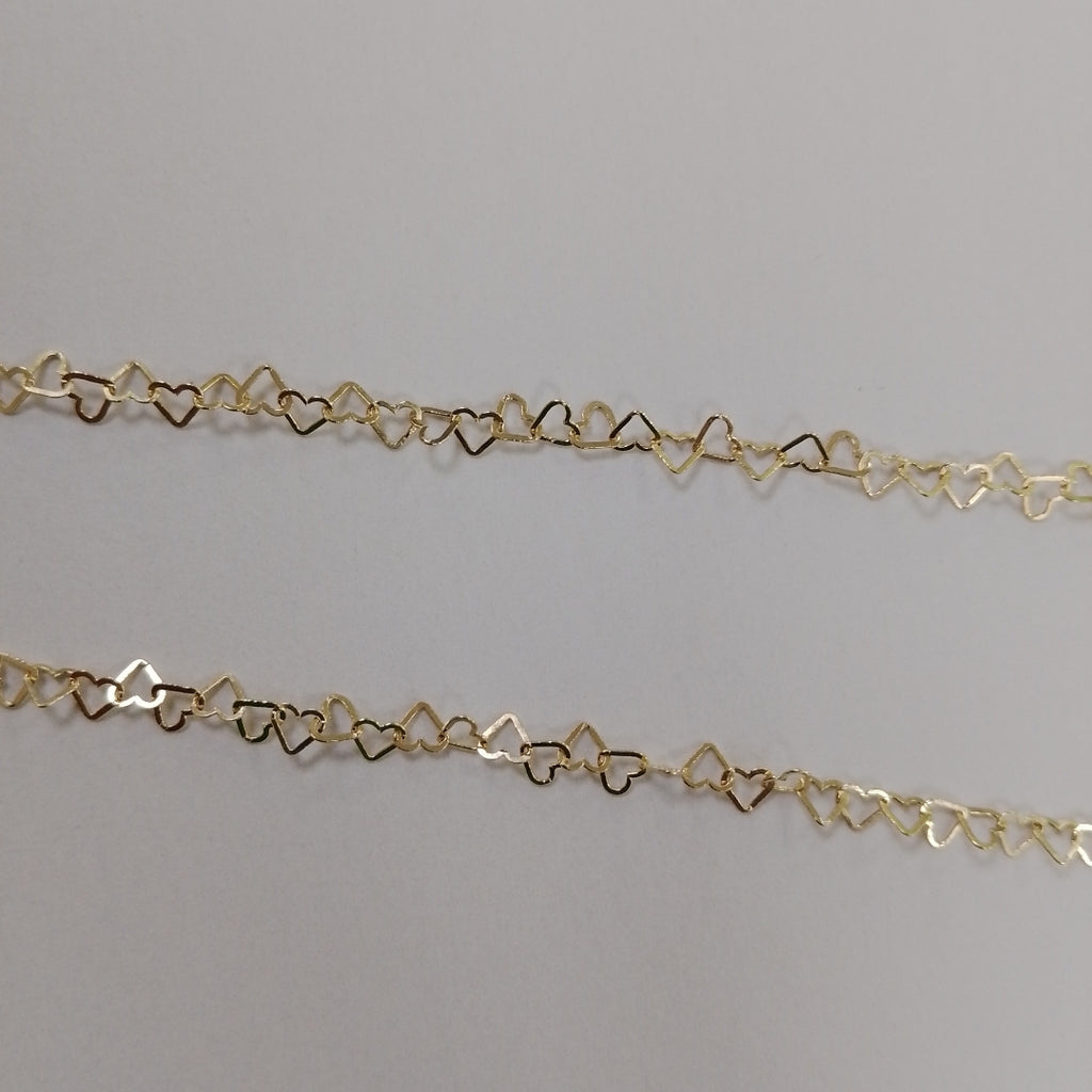 CADENAS TEJIDO CORAZONES ORO 10K 50 CM 2.5 GR (NUEVO)