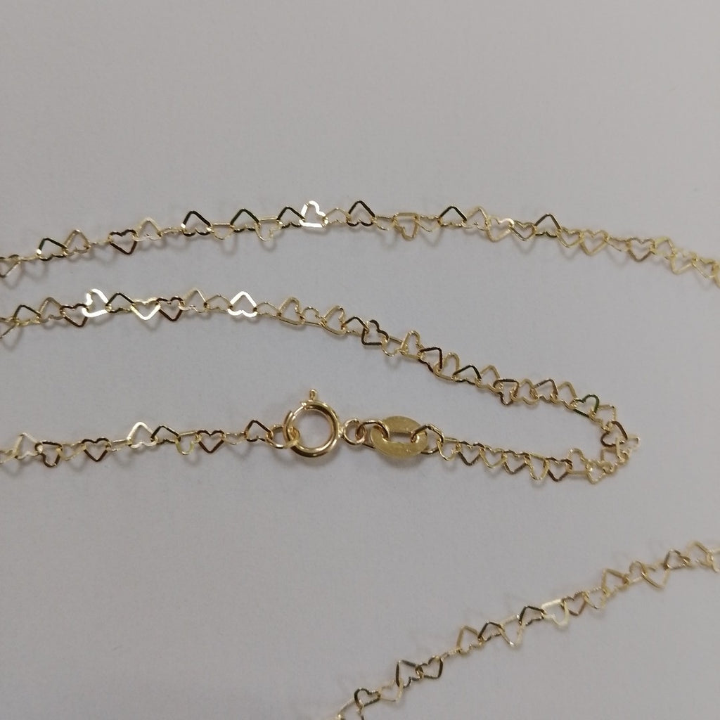 CADENAS TEJIDO CORAZONES ORO 10K 50 CM 1.5 GR (NUEVO)