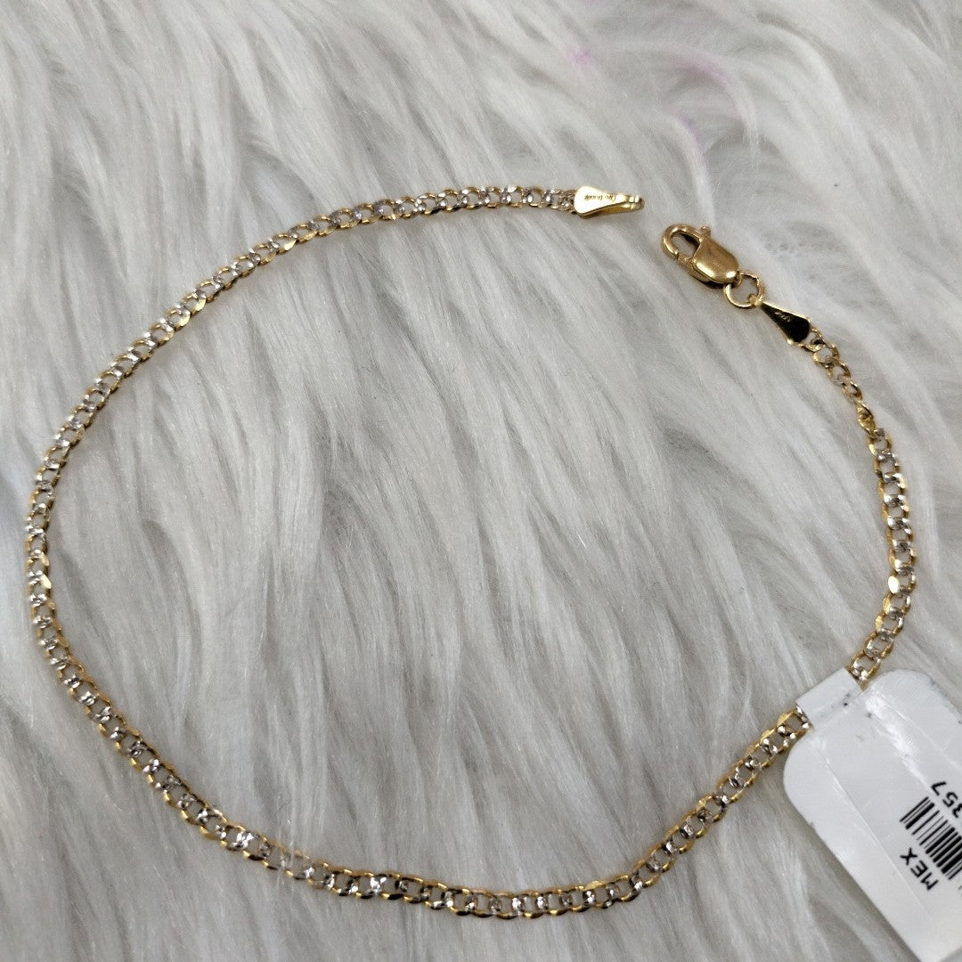 PULSERAS BARBADA DIAMANTADA ORO 14K 18 CM 2.4 GR (NUEVO)