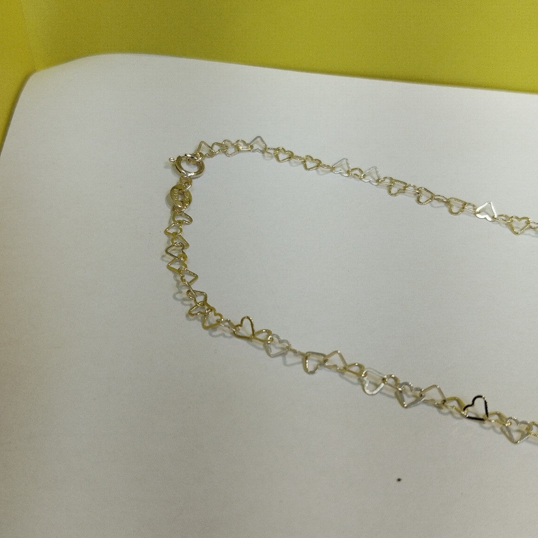 CADENAS TEJIDO CORAZONES ORO 10K 50 CM 2.5 GR (NUEVO)