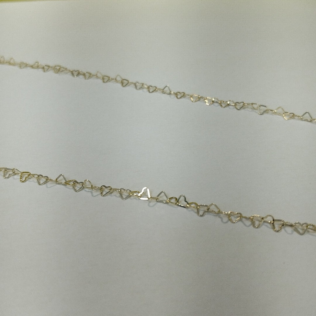 CADENAS TEJIDO CORAZONES ORO 10K 55 CM 1.6 GR (NUEVO)
