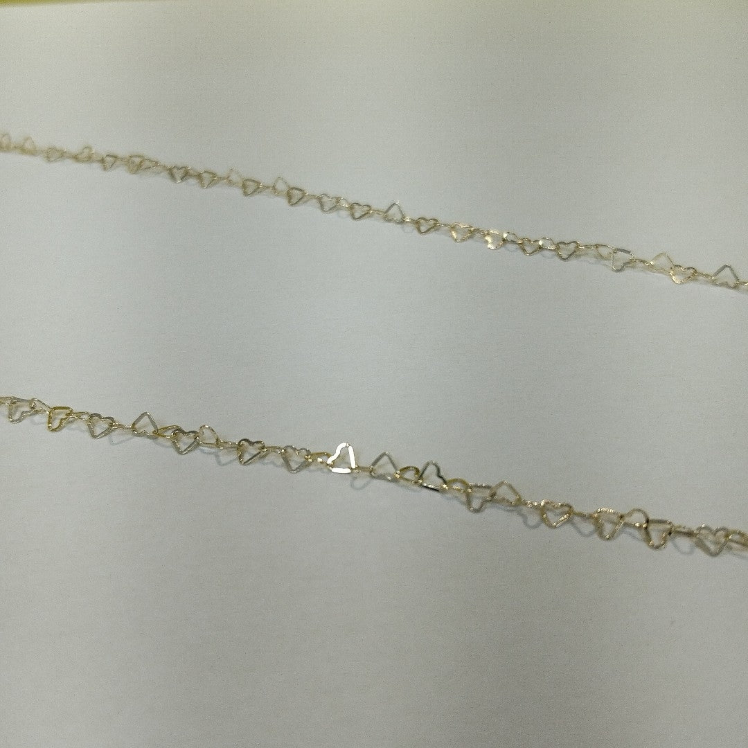 CADENAS TEJIDO CORAZONES ORO 10K 55 CM 1.6 GR (NUEVO)