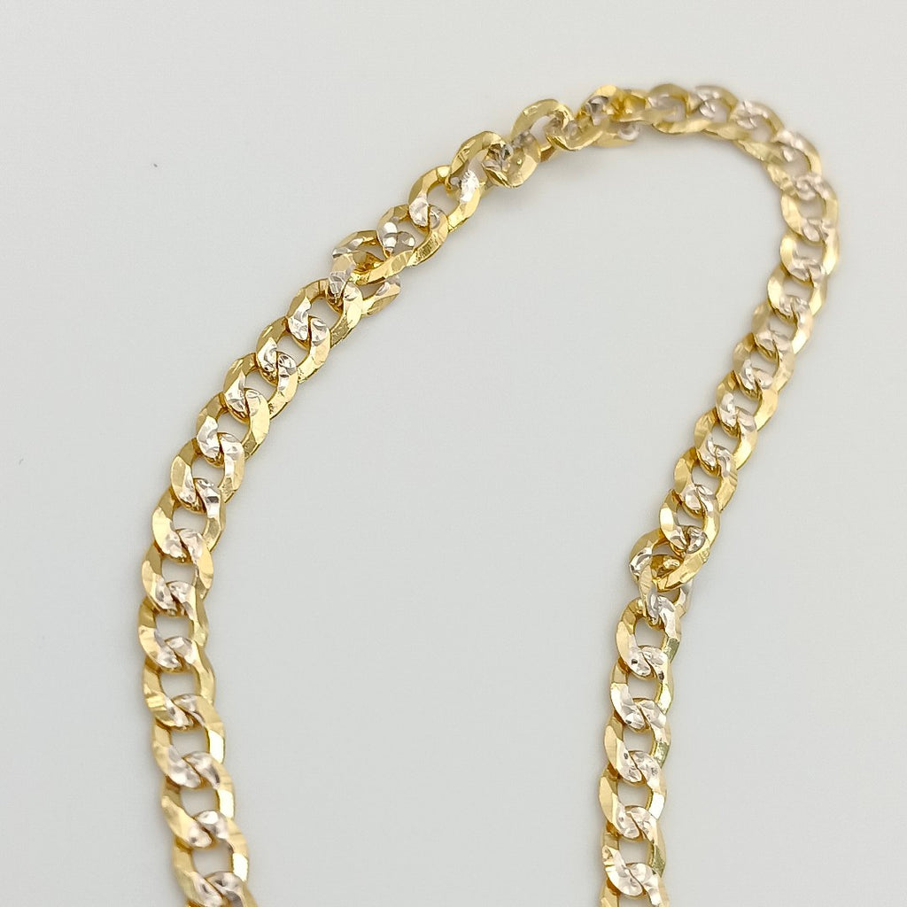 PULSERAS TEJIDO BARBADA DIAMANTADA ORO 14K 18 CM 3.1 GR (NUEVO)