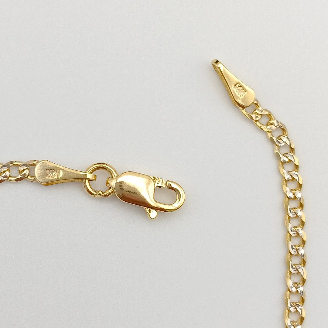 PULSERAS BARBADA DIAMANTADA ORO 14K 18 CM 2.2 GR (NUEVO)