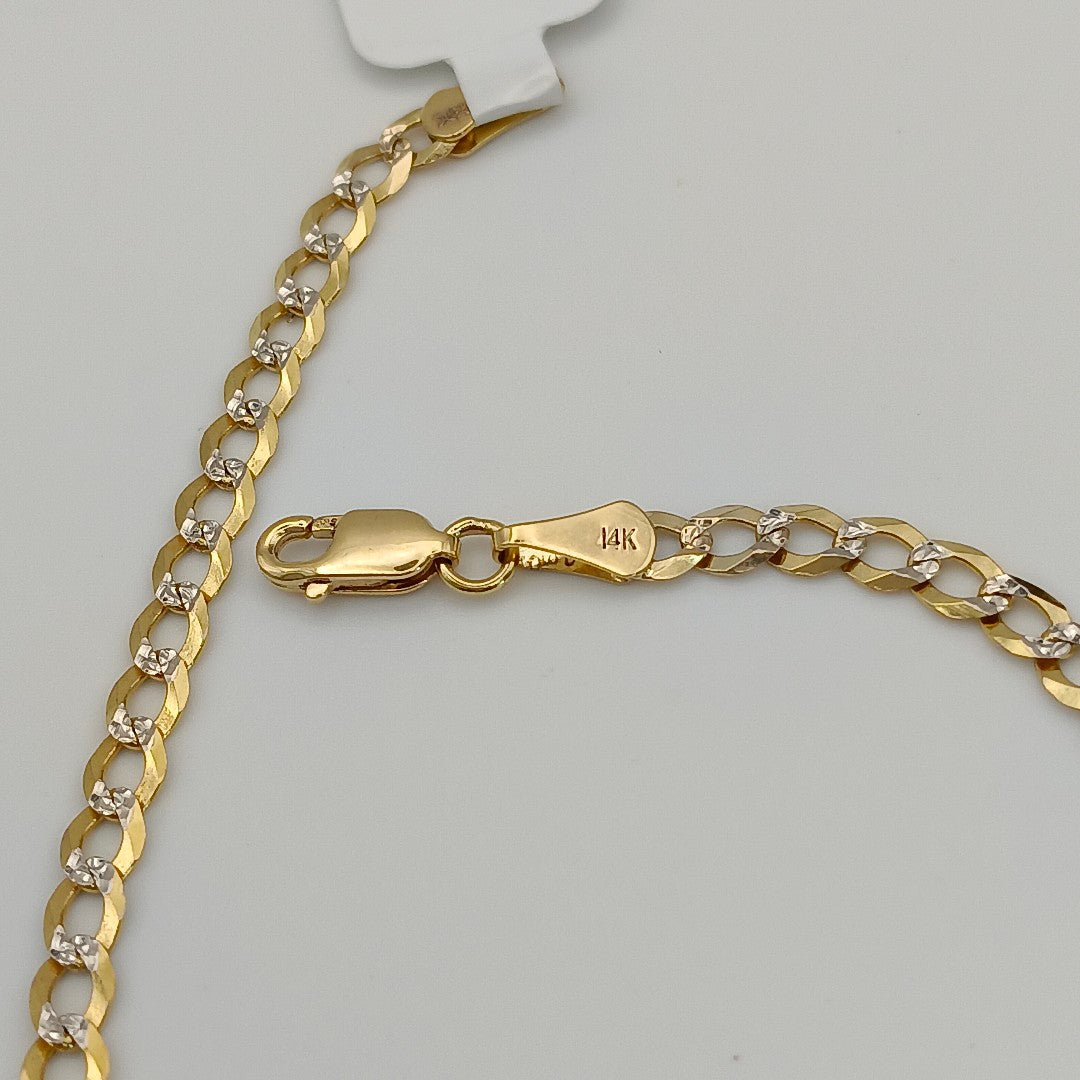 PULSERAS BARBADA DIAMANTADA ORO 14K 21 CM 3.6 GR (NUEVO)