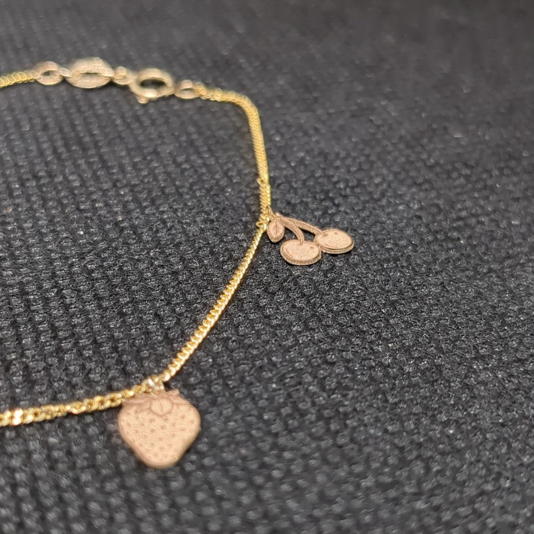 PULSERAS TEJIDO ESPECIAL C/DIJE ORO 10K 18 CM 1.3 GR (NUEVO)