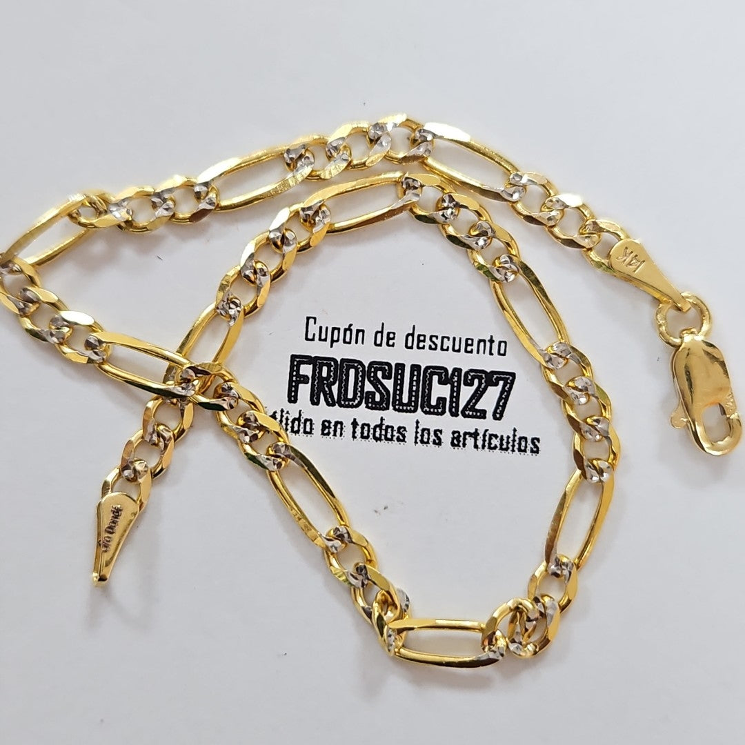 PULSERAS 3X1 DIAMANTADA ORO 14K 18 CM 3 GR (NUEVO)