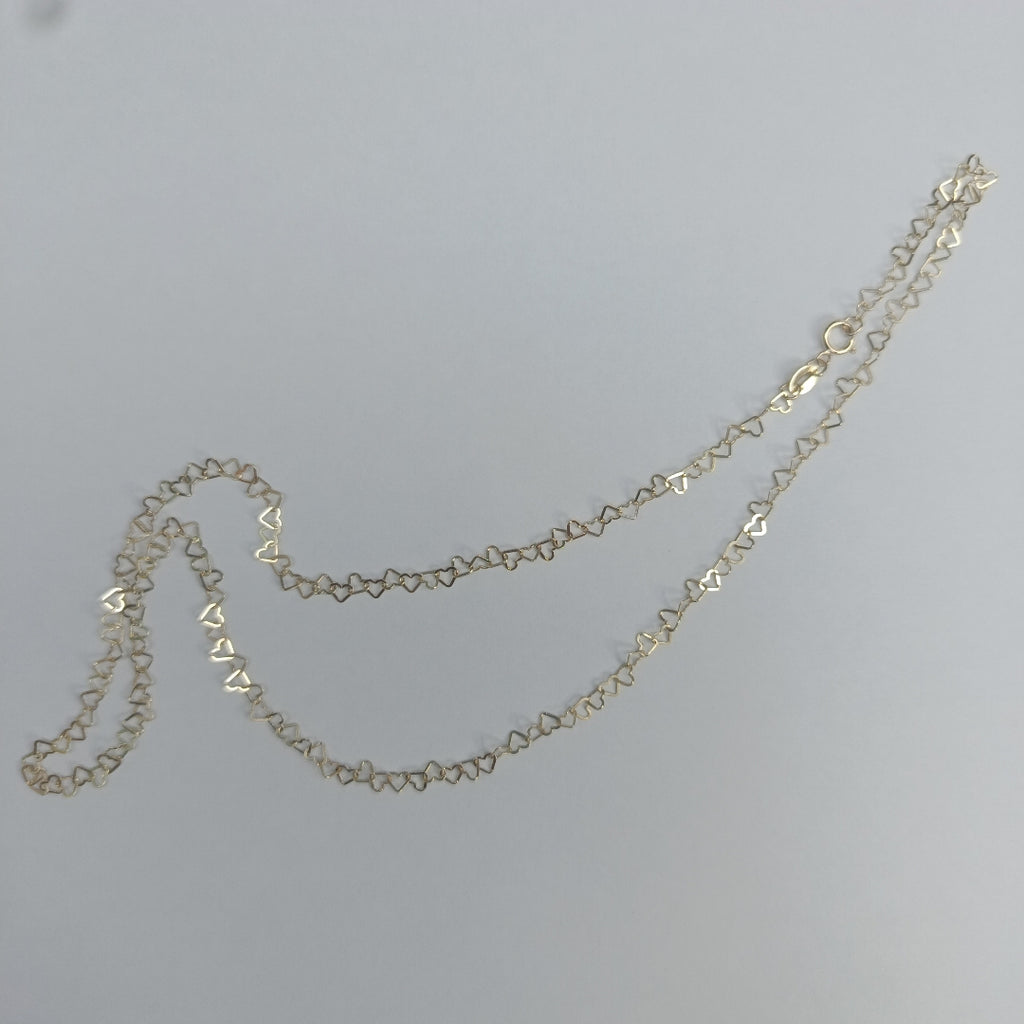 CADENAS TEJIDO CORAZONES ORO 10K 50 CM 2.4 GR (NUEVO)