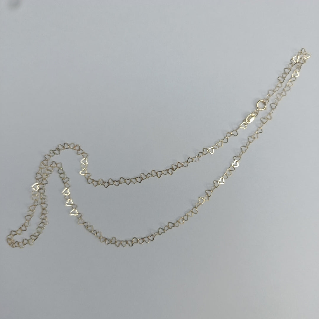 CADENAS TEJIDO CORAZONES ORO 10K 50 CM 2.4 GR (NUEVO)