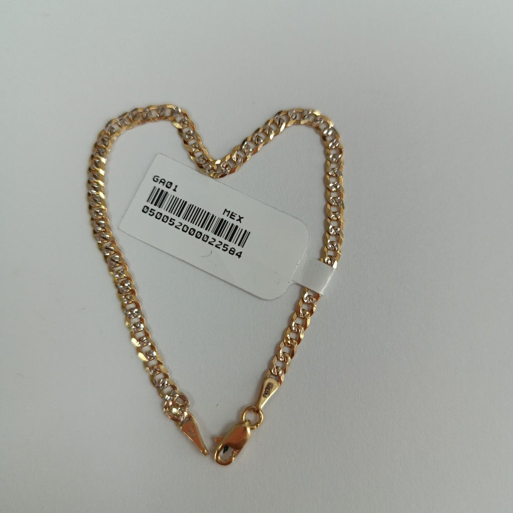 PULSERAS TEJIDO BARBADA DIAMANTADA ORO 14K 18 CM 3.2 GR (NUEVO)
