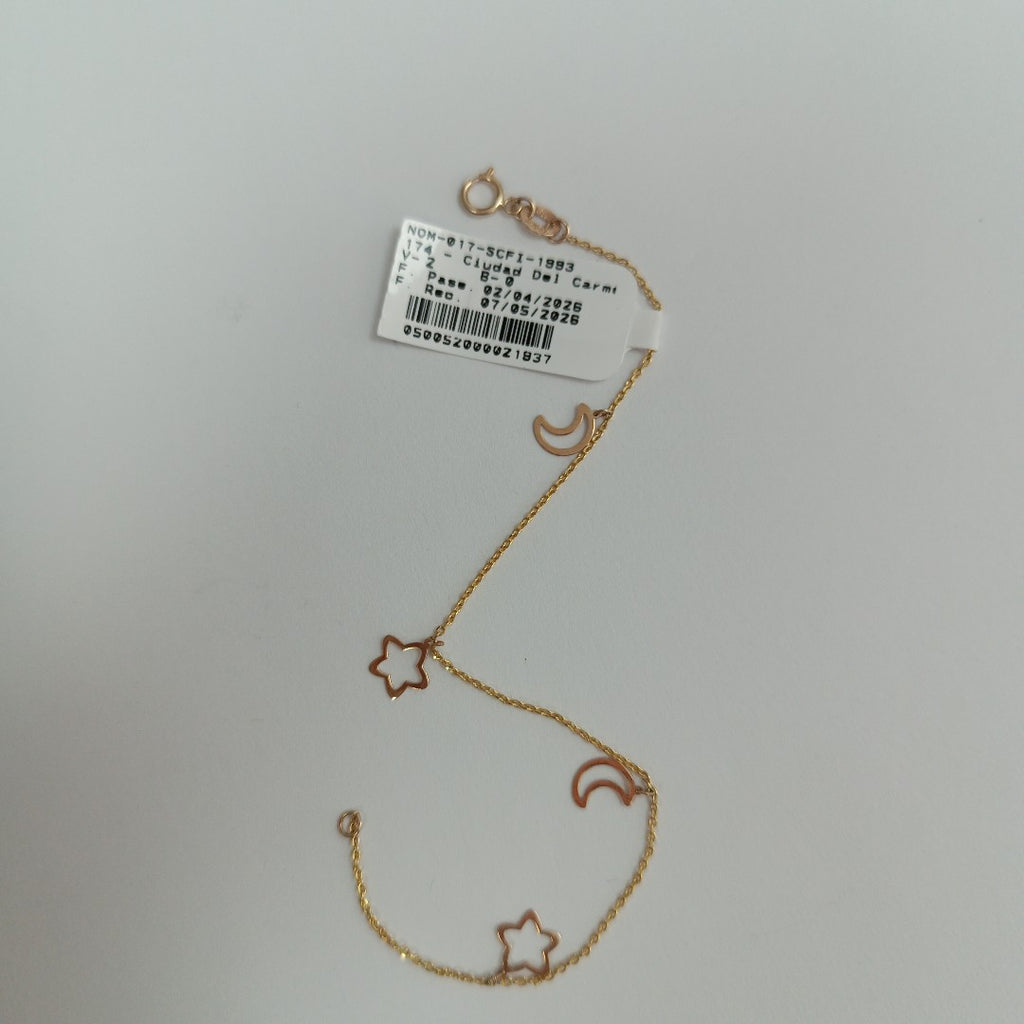PULSERAS TEJIDO ESPECIAL C/DIJE ORO 10K 18 CM 0.9 GR (NUEVO)