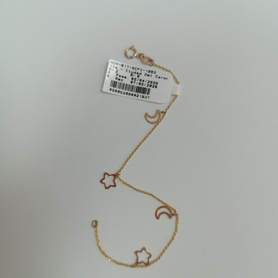 PULSERAS TEJIDO ESPECIAL C/DIJE ORO 10K 18 CM 0.9 GR (NUEVO)