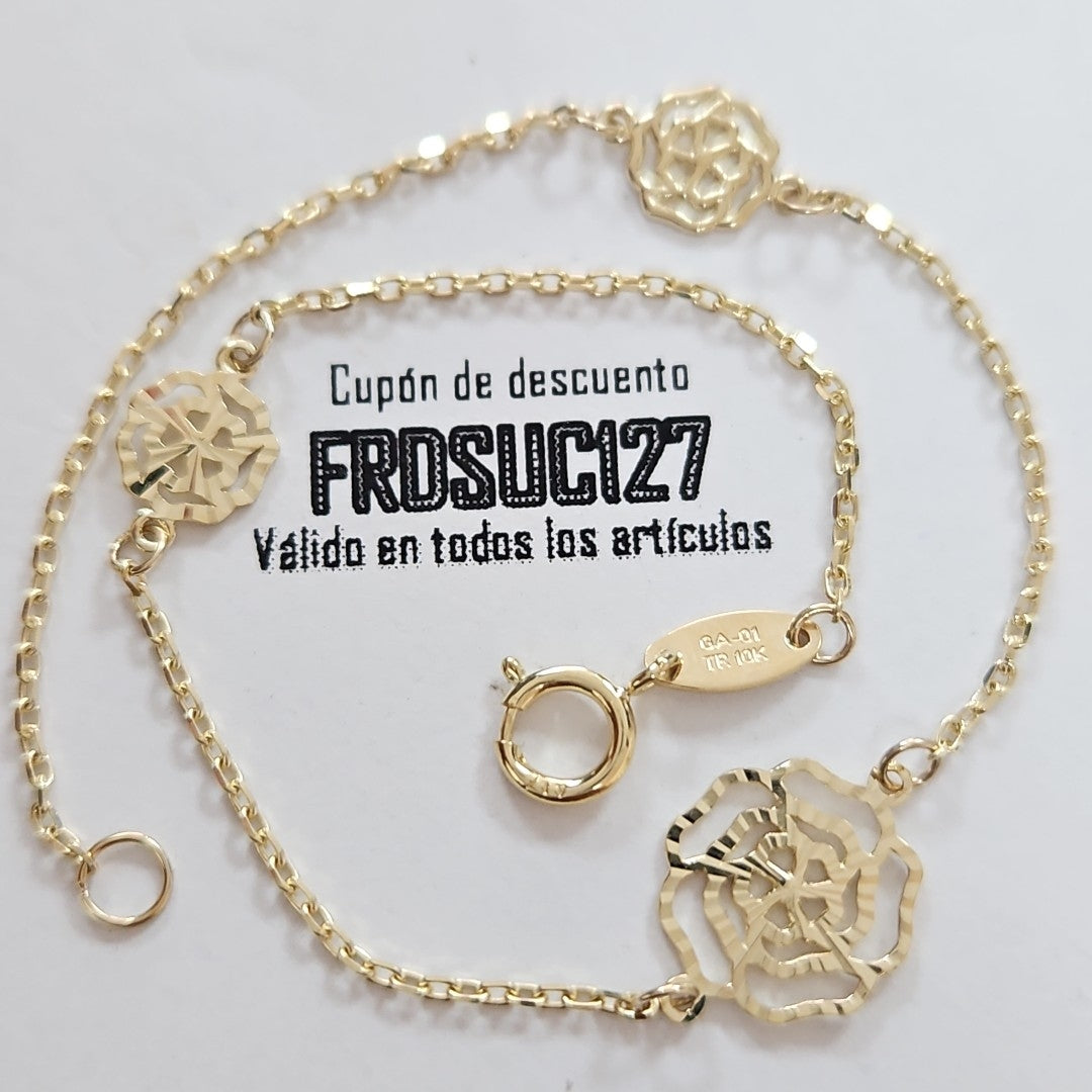 PULSERAS TEJIDO ESPECIAL C/DIJE ORO 10K 18 CM 1 GR (NUEVO)
