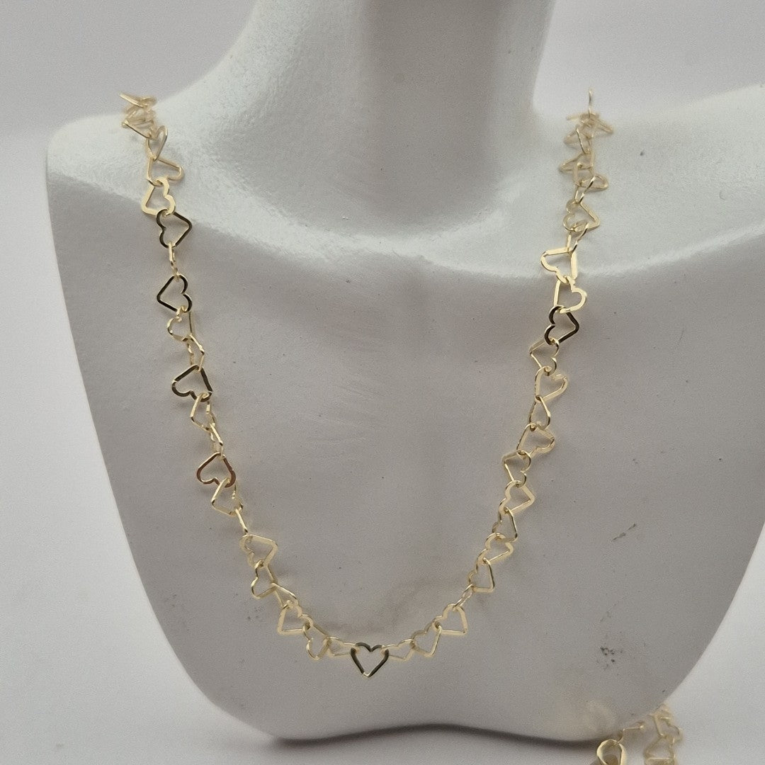 CADENAS TEJIDO CORAZONES ORO 10K 50 CM 2.5 GR (NUEVO)