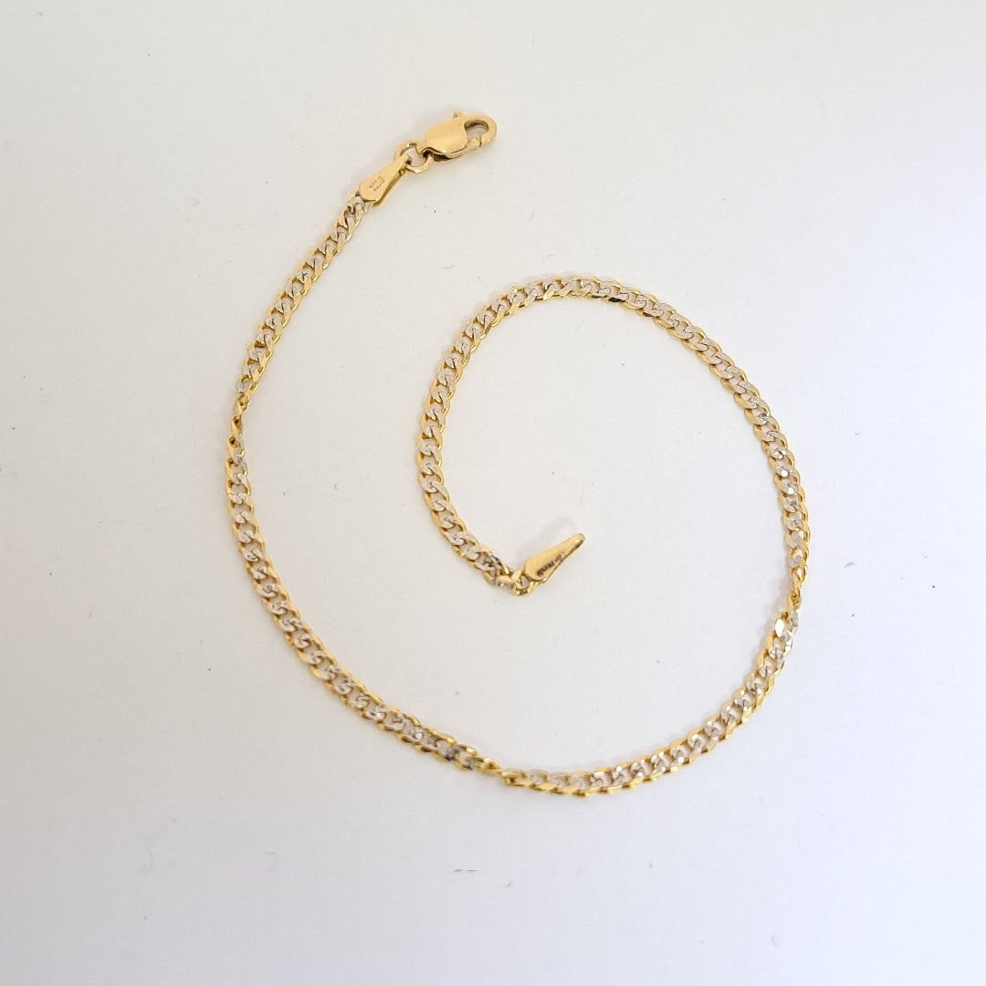 PULSERAS BARBADA DIAMANTADA ORO 14K 18 CM 2.4 GR (NUEVO)