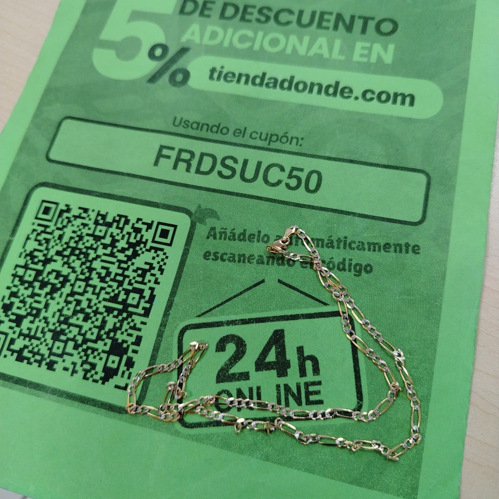 CADENAS TEJIDO 3X1 DIAMANTADO ORO 10K 50 CM 5.6 GR (NUEVO)