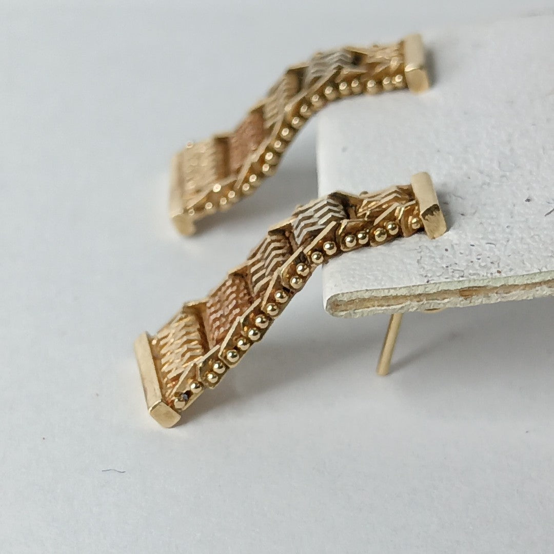 ARETES PAR ORO,ORO COMBINADO 14 K 3,50 GRMS (SEMINUEVO)
