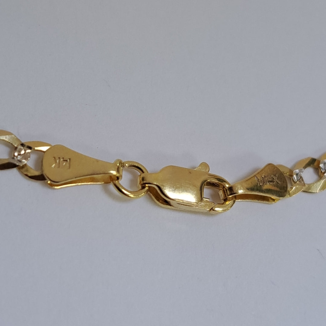 CADENAS BARBADA DIAMANTADA ORO 14K 60 CM 9.6 GR (NUEVO)