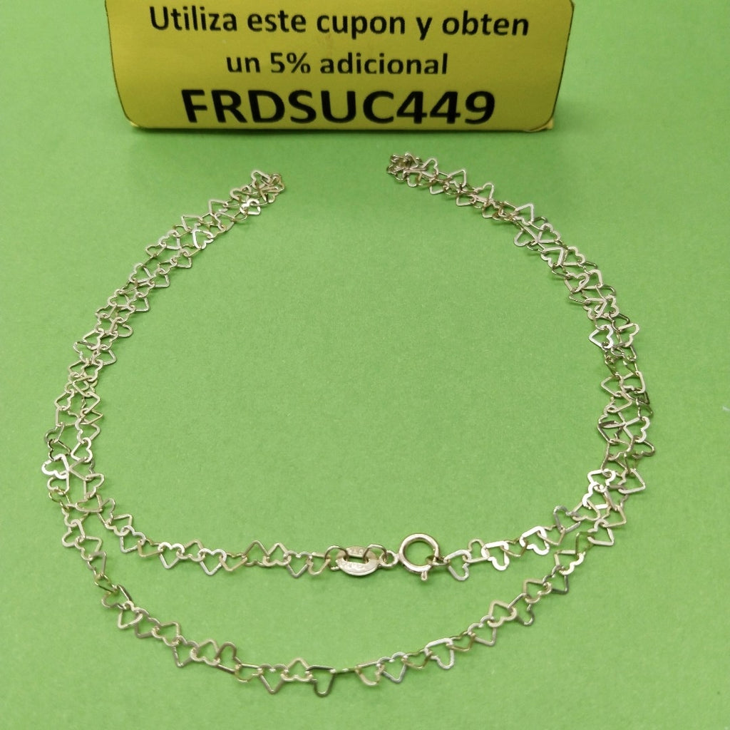 CADENAS TEJIDO CORAZONES ORO 10K 50 CM 2.5 GR (NUEVO)