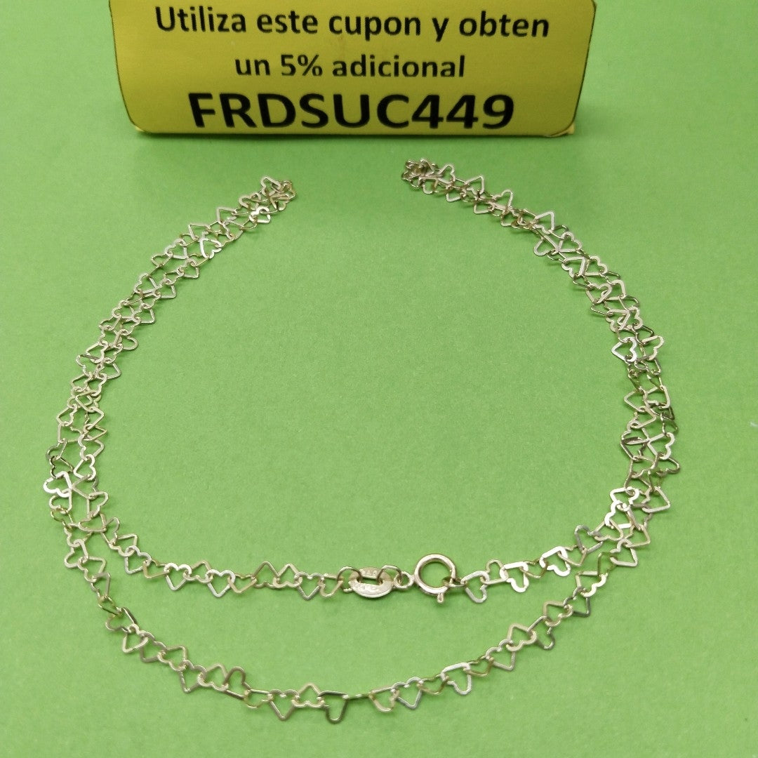 CADENAS TEJIDO CORAZONES ORO 10K 50 CM 2.5 GR (NUEVO)