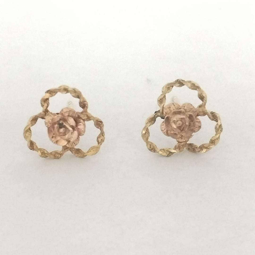 ARETES PAR ORO, ORO COMBINADO 14 K 1.4 GRMS (SEMINUEVO)