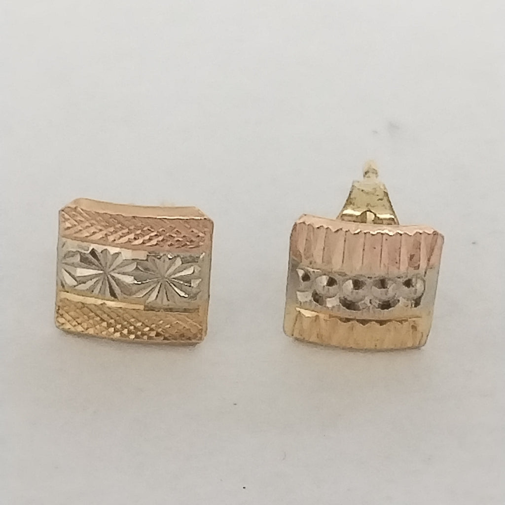 ARETES PAR ORO, ORO COMBINADO 14 K 1.3 GRMS (SEMINUEVO)