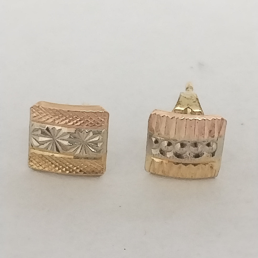 ARETES PAR ORO, ORO COMBINADO 14 K 1.3 GRMS (SEMINUEVO)