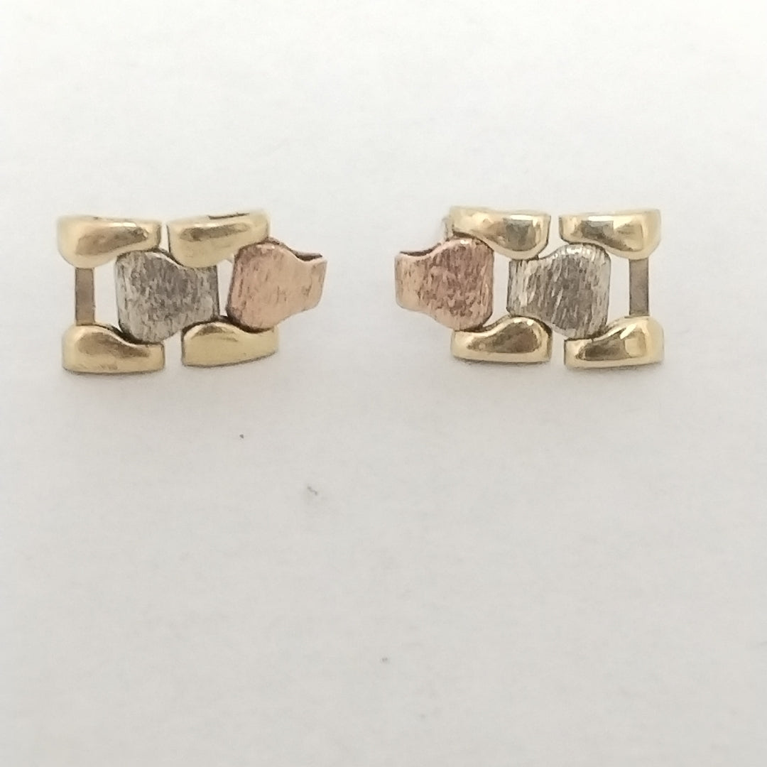 ARETES PAR ORO, ORO COMBINADO 14 K 1.5 GRMS (SEMINUEVO)