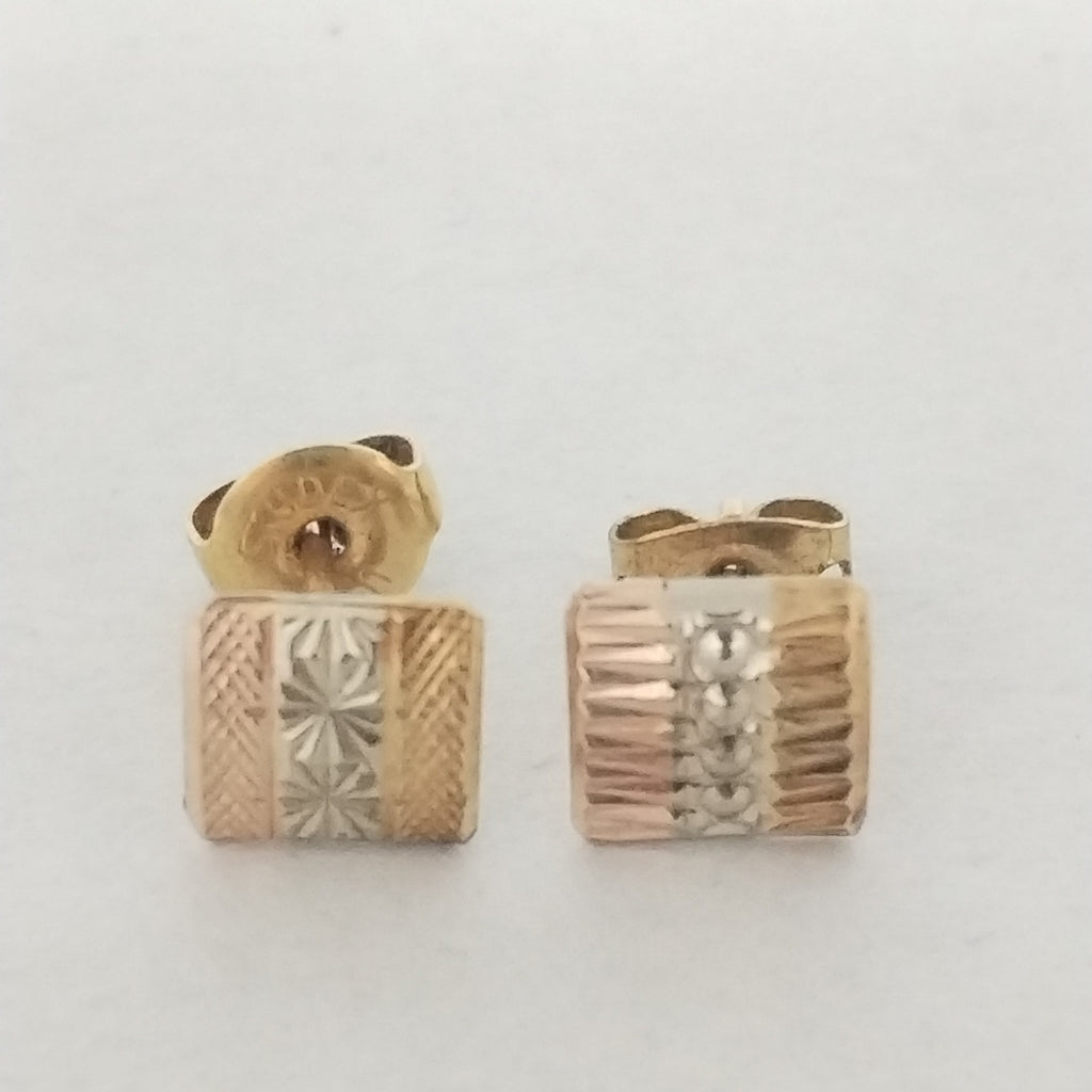 ARETES PAR ORO, ORO COMBINADO 14 K 1.4 GRMS (SEMINUEVO)