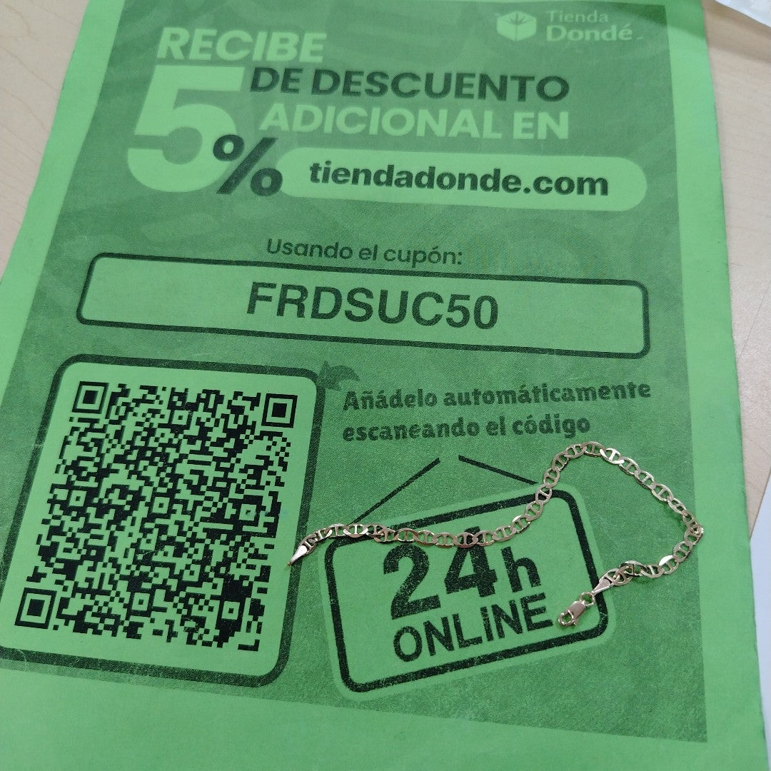 PULSERAS TEJIDO MARINERA ORO 14K 18 CM 2.9 GR (NUEVO)