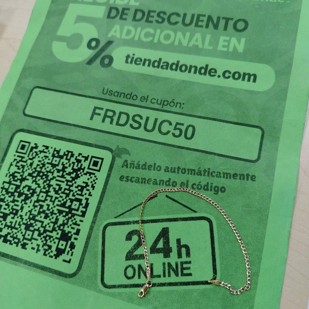PULSERAS BARBADA DIAMANTADA ORO 14K 18 CM 2.2 GR (NUEVO)